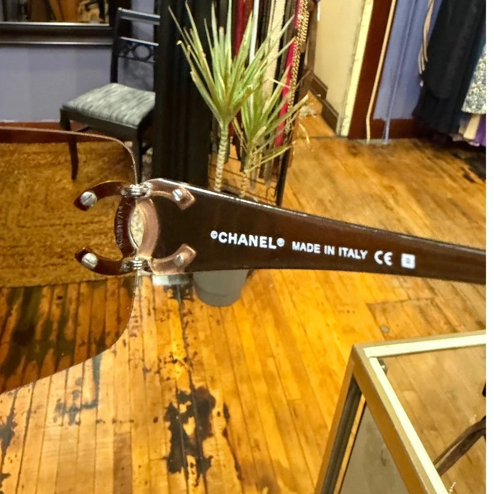 Chanel 4119 CC Rimless Shield Sunglasses Brown Gradient Italy Y2K